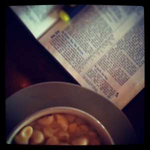 Mac-n-cheese and the Word... Bible study with friends tonight.
