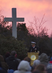 Sailors participate in an Easter service.